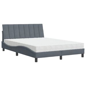 vidaXL Cama con colch&oacute;n Hanko terciopelo gris oscuro 140x190 cm