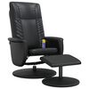 vidaXL Sill&oacute;n reclinable masaje con reposapi&eacute;s cuero sint&eacute;tico negro