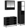 vidaXL Juego de muebles de ba&ntilde;o 3 pcs Roble Negro Madera de ingenier&iacute;a