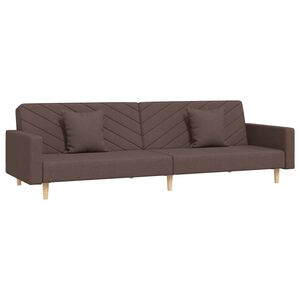 vidaXL Sof&aacute; cama de 2 plazas con dos almohadas tela gris taupe