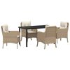 vidaXL Conjunto de Comedor de Jard&iacute;n 5 pcs Beige rat&aacute;n sint&eacute;tico