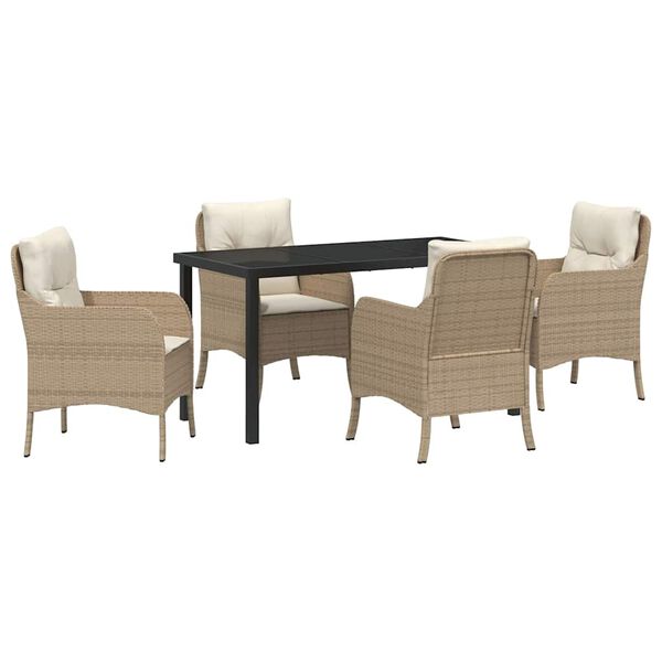 vidaXL Conjunto de Comedor de Jard&iacute;n 5 pcs Beige rat&aacute;n sint&eacute;tico