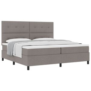 vidaXL Cama tipo Box Spring con colch&oacute;n Taup&eacute; 200 x 200 cm tela