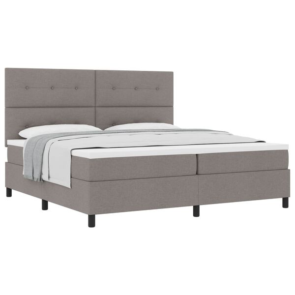vidaXL Cama tipo Box Spring con colch&oacute;n Taup&eacute; 200 x 200 cm tela