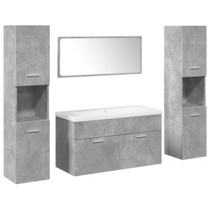 vidaXL Set muebles de ba&ntilde;o 5 piezas madera ingenier&iacute;a gris hormig&oacute;n