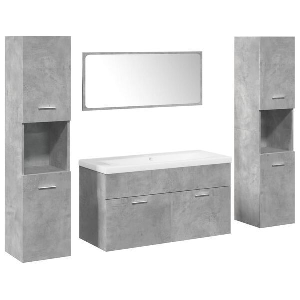 vidaXL Set muebles de ba&ntilde;o 5 piezas madera ingenier&iacute;a gris hormig&oacute;n