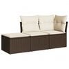 vidaXL Set sof&aacute;s de jard&iacute;n 3 piezas y cojines rat&aacute;n sint&eacute;tico marr&oacute;n