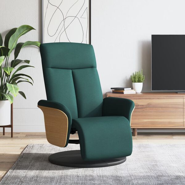 vidaXL Sillón reclinable con reposapiés tela verde oscuro