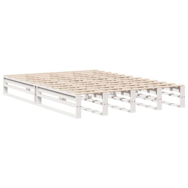 vidaXL Estructura de cama sin colch&oacute;n madera de pino blanco 135x190 cm