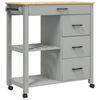 vidaXL Carrito de cocina MONZA madera maciza de pino 84x40x88,5 cm