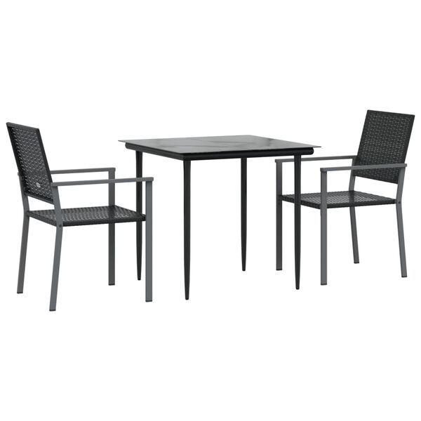 vidaXL Juego de comedor para jard&iacute;n 3 piezas rat&aacute;n sint&eacute;tico y acero