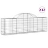 vidaXL Cestas de gaviones 12 uds forma de arco hierro 200x30x60/80 cm
