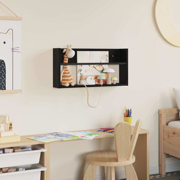 vidaXL Estante de revistas con estante Roble Negro 60 x 12 x 30 cm