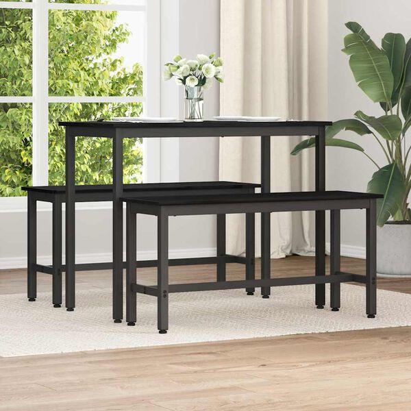 vidaXL Banca de Comedor Roble Negro 100 x 32,5 x 48,5 cm