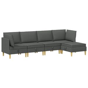 vidaXL Juego de sof&aacute; modular con almacenamiento 5 uds. Gris oscuro