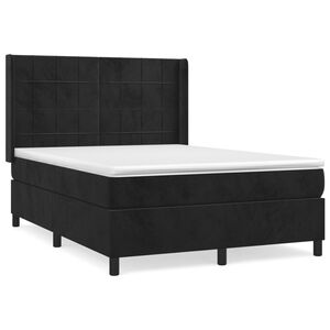 vidaXL Cama box spring con colch&oacute;n terciopelo negro 140x190 cm