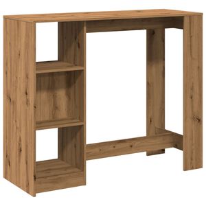 vidaXL Mesa bar con estante madera roble artisian 124x46x103,5 cm