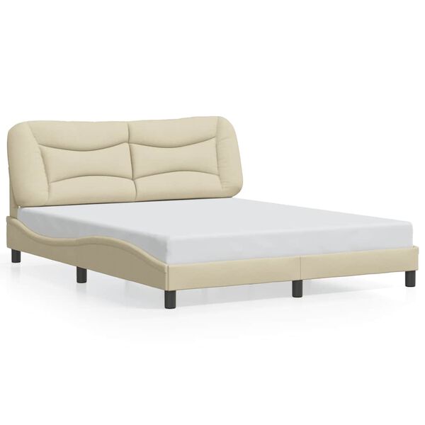 vidaXL Estructura de cama sin colch&oacute;n Hvar tela color crema 160x200 cm