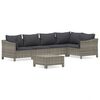 vidaXL Set de muebles de jard&iacute;n 6 pzas y cojines rat&aacute;n sint&eacute;tico gris