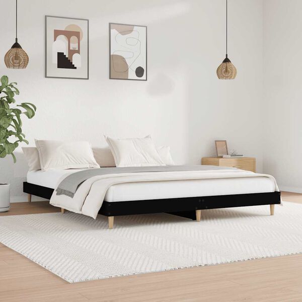 vidaXL Estructura de cama madera de ingeniería negra 120x200 cm
