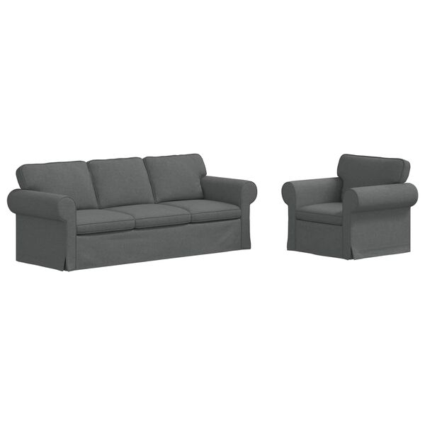 vidaXL Juego de Sof&aacute; 2 pcs Gris oscuro 215 x 82 x 80 cm tela
