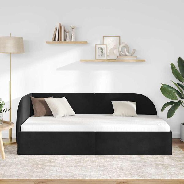 vidaXL Estructura de cama en esquina Negro 90 cm x 190 cm Terciopelo