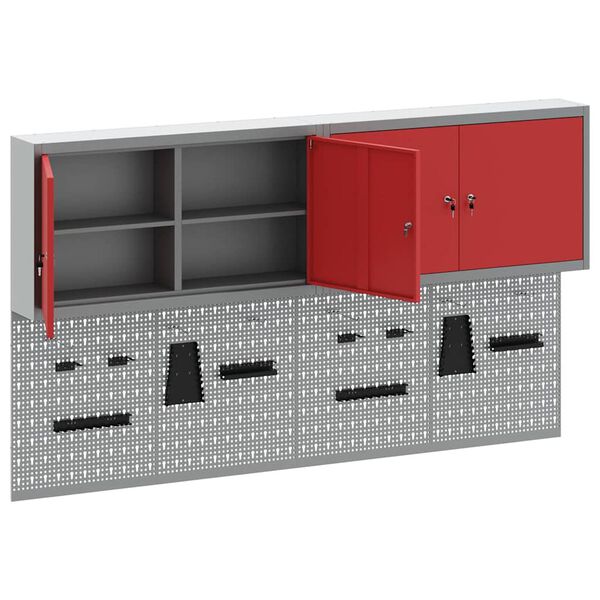 vidaXL Juego de Gabinete de Herramientas y Tabl&oacute;n 6 pcs Rojo