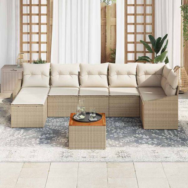 vidaXL Conjunto de sofá de jardín 8 pcs Beige y blanco