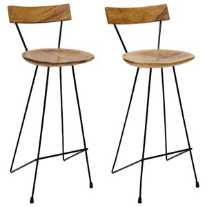 vidaXL Taburetes de cocina 2 unidades madera maciza de teca