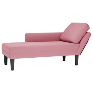 vidaXL Tumbona con almohada y reposabrazo derecho terciopelo rosa