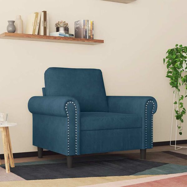 vidaXL Sill&oacute;n de terciopelo azul 60 cm