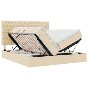 vidaXL Cama con almacenamiento con cabecera Crema 180 x 200 cm Tela
