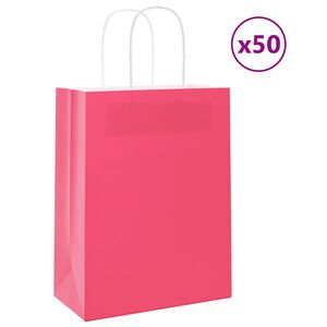vidaXL Bolsas de papel con asas 50 uds rosa 21x11x28 cm