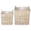 vidaXL Cesta para Plantas con almacenamiento 2 pcs Gris Rat&aacute;n Lacak