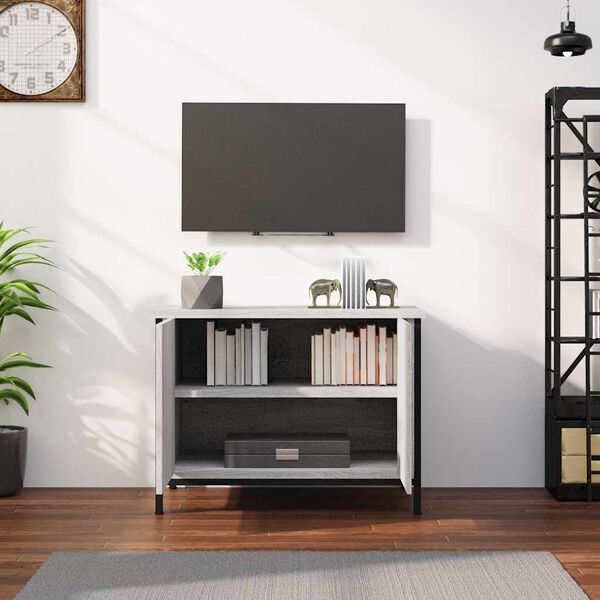 vidaXL Mueble de TV madera contrachapada gris Sonoma 60x35x45 cm