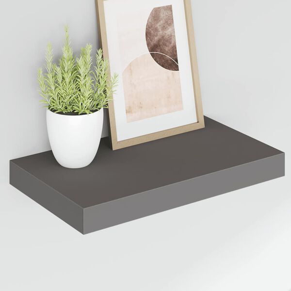 vidaXL Estante flotante de pared gris con brillo MDF 40x23x3,8 cm