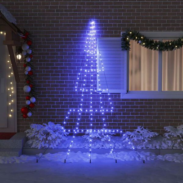vidaXL Árbol de Navidad LED con estacas de tierra Azul 300 cm Metal