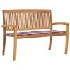 vidaXL Banco de jard&iacute;n apilable y coj&iacute;n madera maciza de teca 128,5 cm