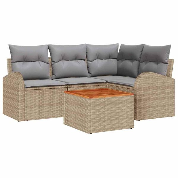 vidaXL Conjunto de sof&aacute;s de jard&iacute;n 5 pcs Beige y Gris Claro