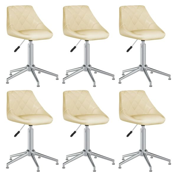 vidaXL Sillas de comedor giratorias 6 uds cuero sint&eacute;tico color crema