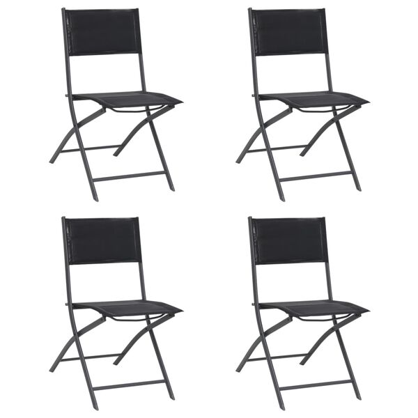 vidaXL Sillas de jardín plegables 4 unidades acero y textileno