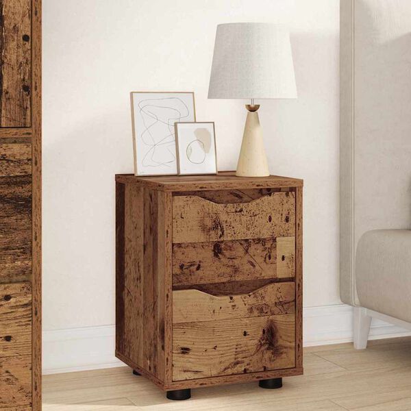 vidaXL Mesa de Noche con caj&oacute;n Madera Vieja 30,5 x 30 x 43 cm