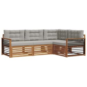 vidaXL Conjunto de sof&aacute;s de exterior 4 pcs Gris Natural y Claro