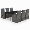 vidaXL Juego de comedor de jard&iacute;n 7 piezas con cojines gris