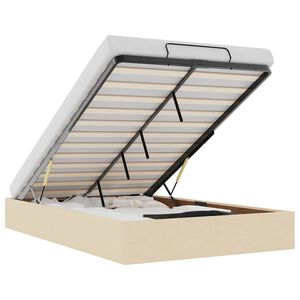 vidaXL Estructura de cama otomana sin colch&oacute;n tela crema 120x190 cm