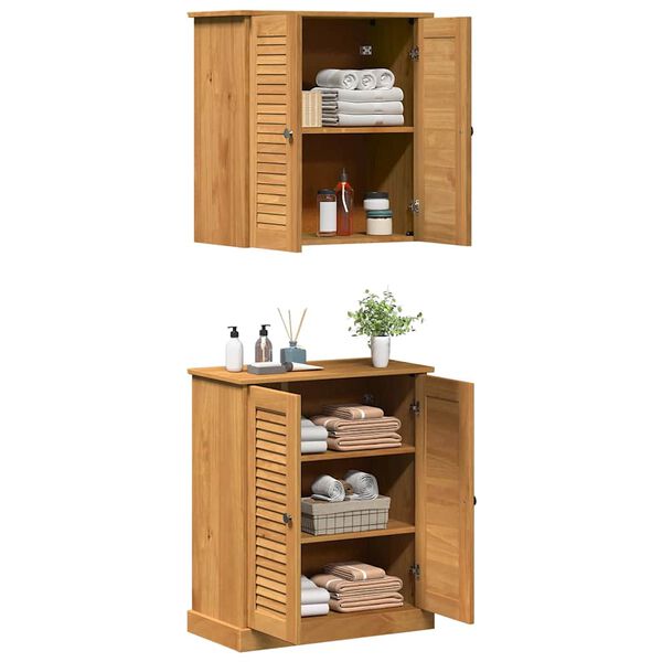 vidaXL Juego de muebles de ba&ntilde;o VIGO 2 pcs Marr&oacute;n y Marr&oacute;n Miel