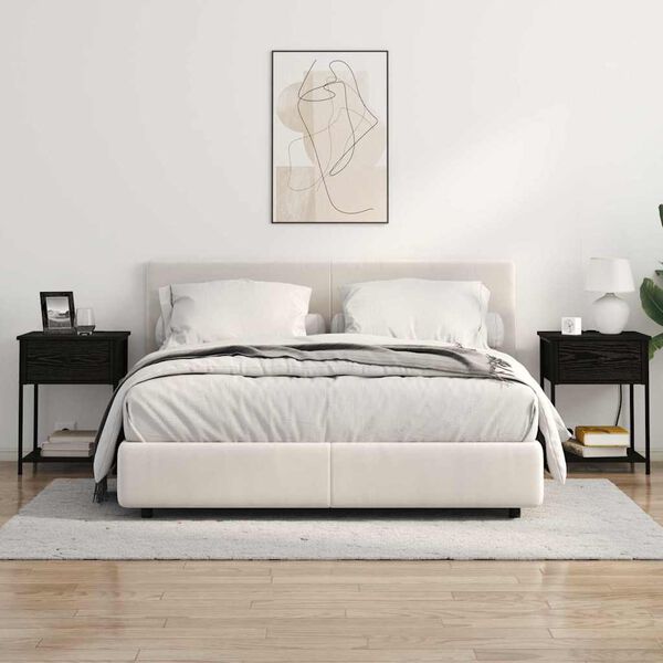 vidaXL Armario de Noche con caj&oacute;n Roble Negro 42 x 41 x 56 cm