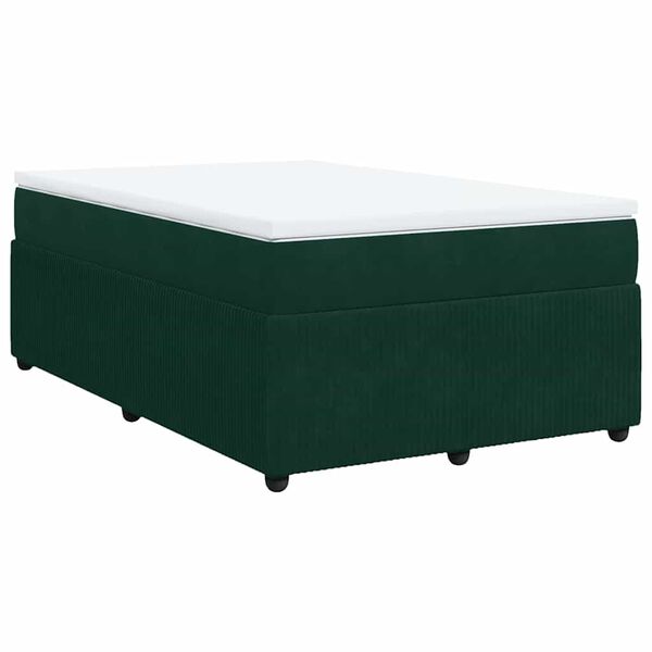 vidaXL Cama box spring con colch&oacute;n terciopelo verde oscuro 120x190 cm