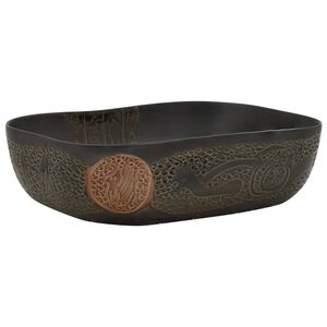 vidaXL Lavabo sobre encimera rectangular cer&aacute;mica negro 48x37,5x13,5cm