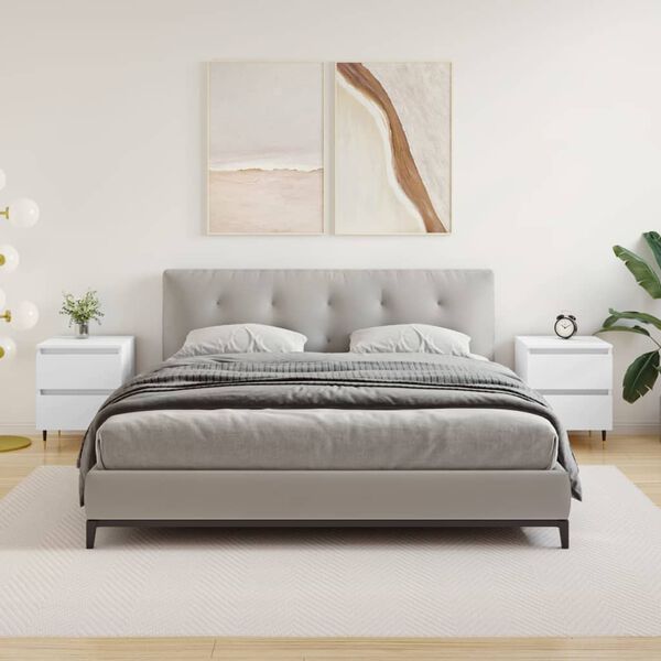 vidaXL Mesitas de noche 2 uds madera de ingenier&iacute;a blanco 40x35x50 cm